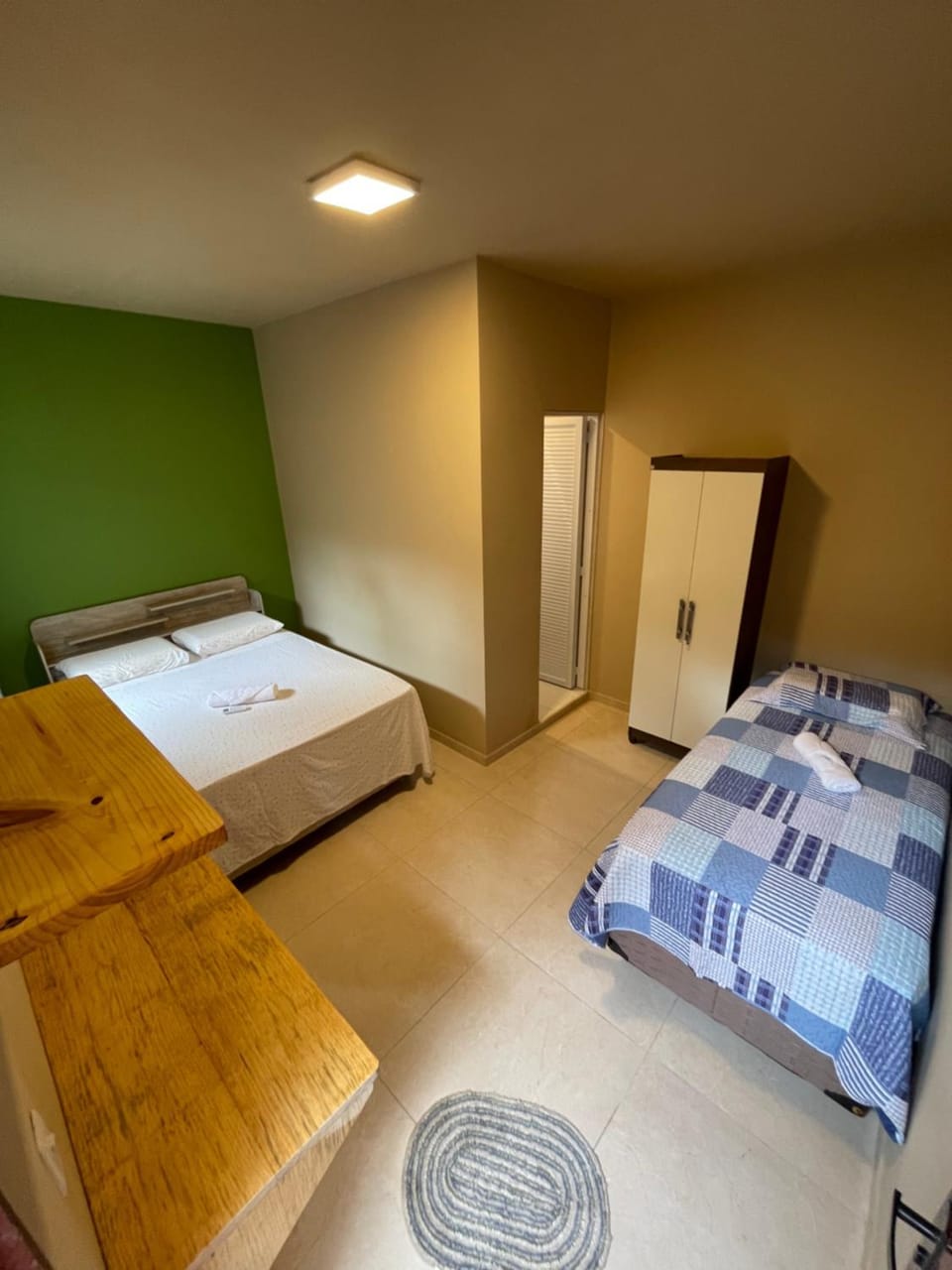 Bed, Photo of the whole room, Bedroom, towels, wardrobe, air conditioner