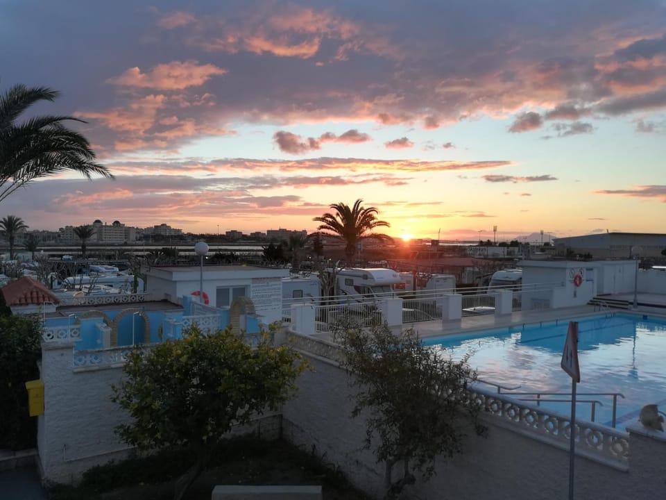 Swimming pool, Sunset