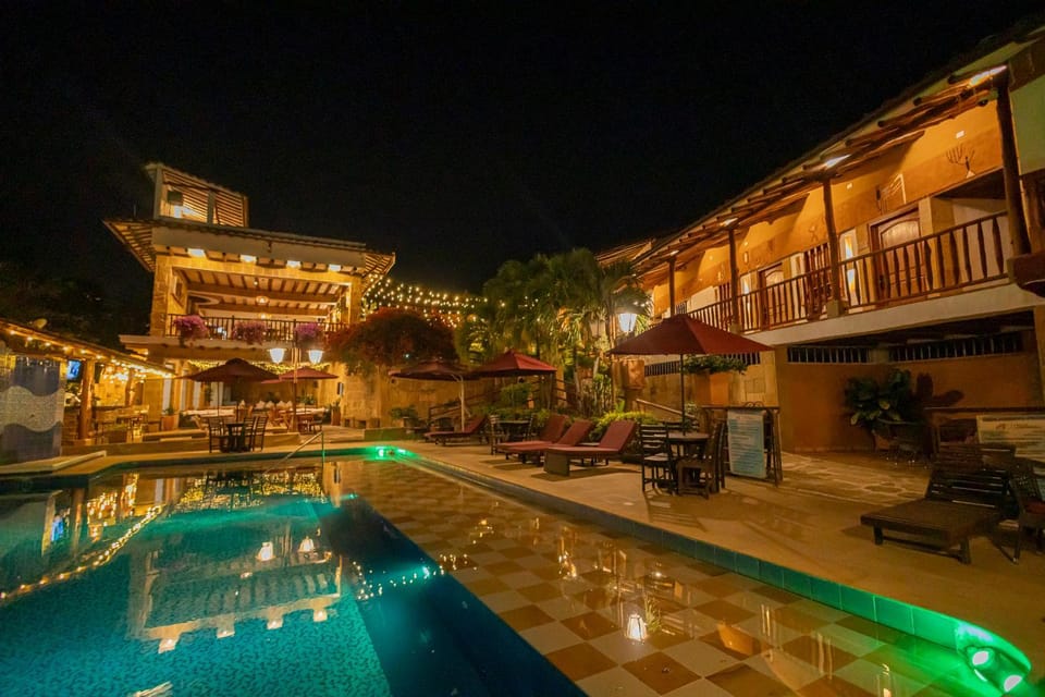 Night, Pool view, Swimming pool