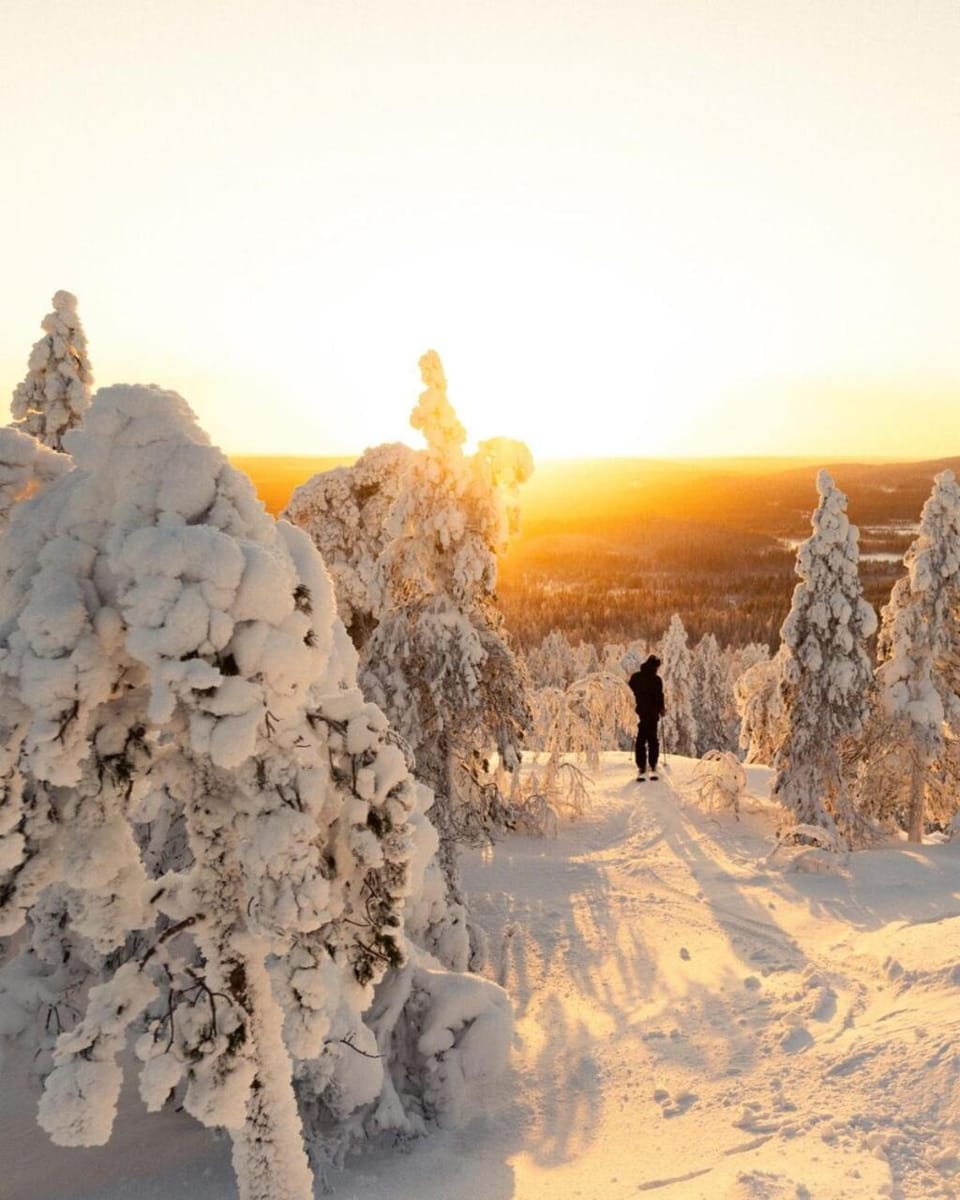 Natural landscape, Skiing, Mountain view, Sunset