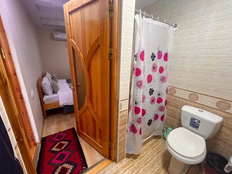 Shower, Toilet, Bed, Photo of the whole room, towels