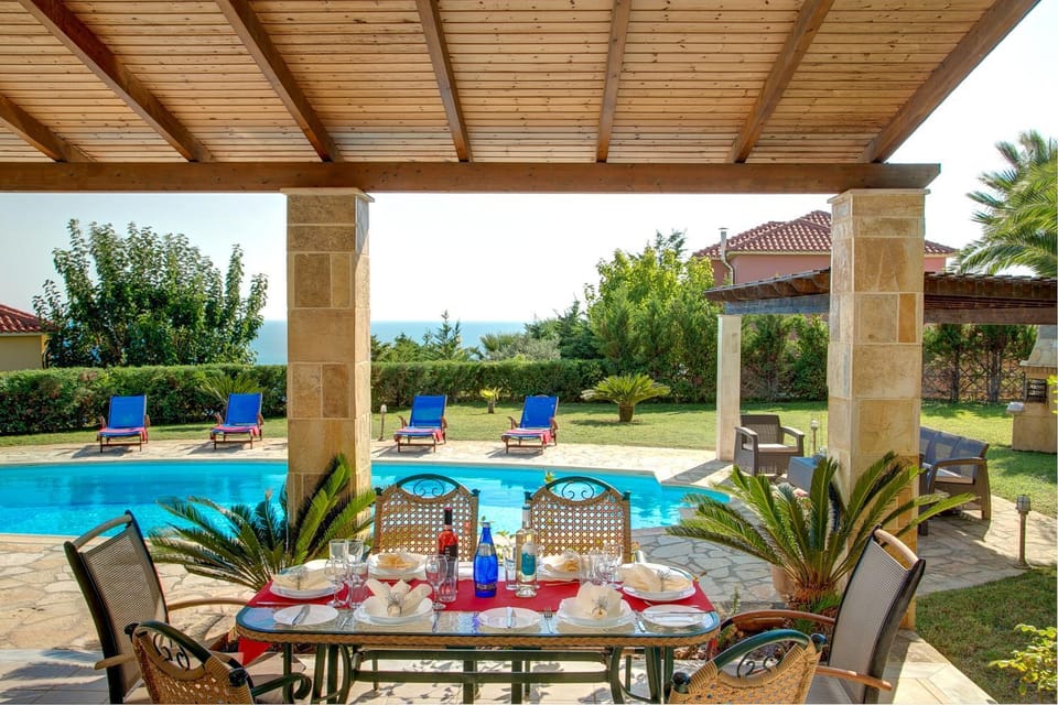 Patio, Garden, Dining area, Pool view