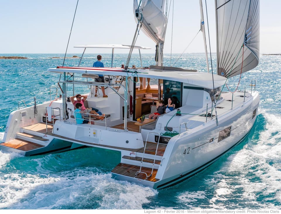 Luxury Catamaran Lagoon 42, AC & GN Docked boat in Split