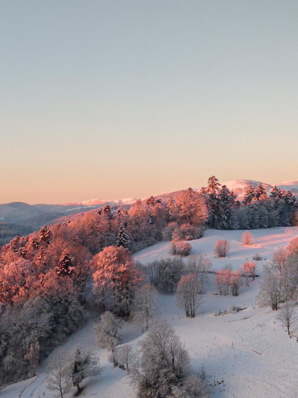 Winter, Mountain view, Mountain view, Sunrise