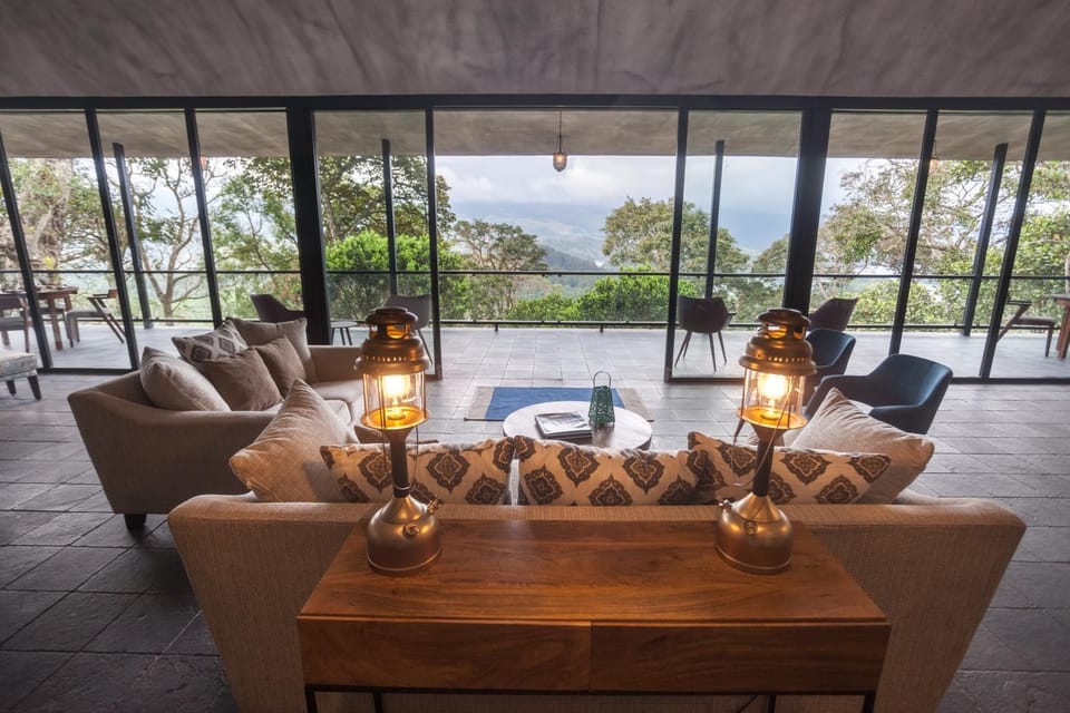 Living room, Seating area, Mountain view