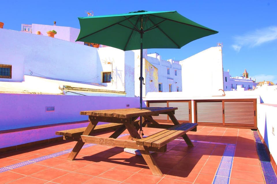Property building, Patio, Day, View (from property/room), Balcony/Terrace, sunbed