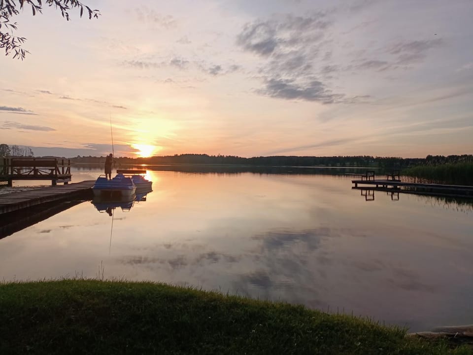 Fishing, Lake view, Sunset