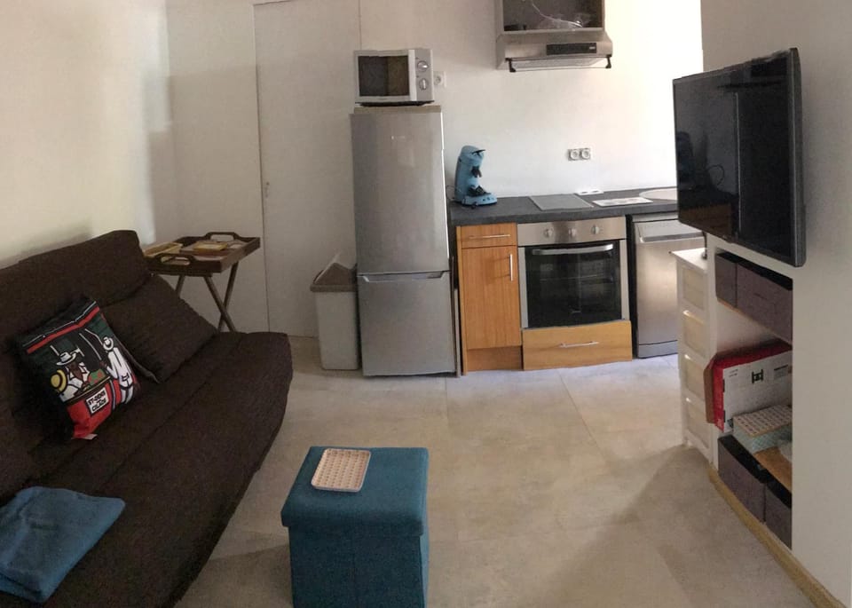 Bed, TV and multimedia, Kitchen or kitchenette, Living room