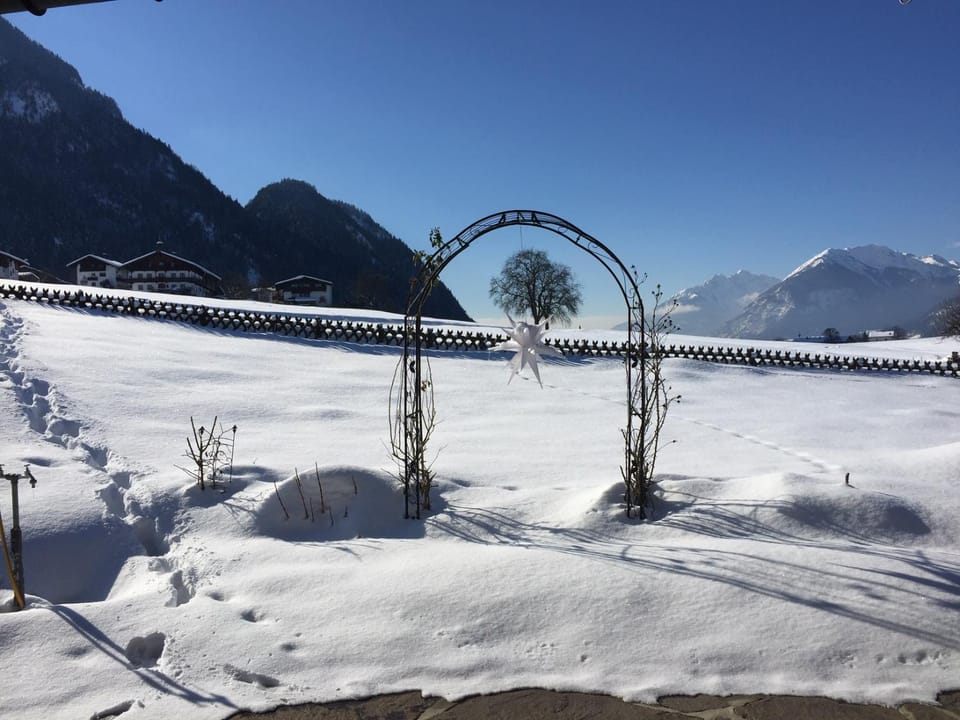 Winter, Garden, Garden view, Mountain view
