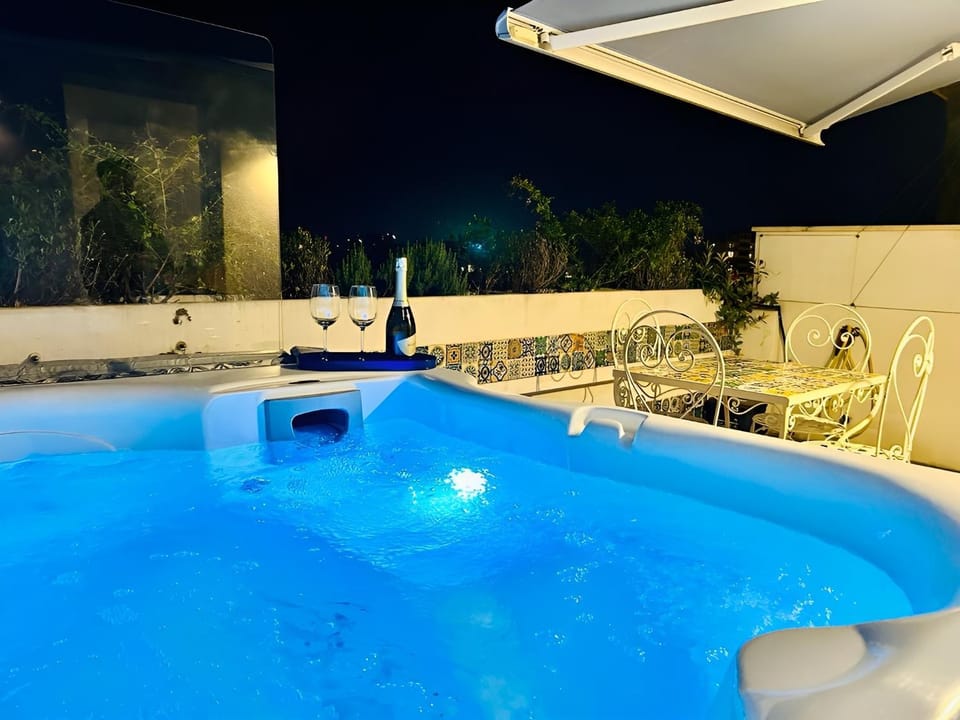 Night, Balcony/Terrace, Pool view