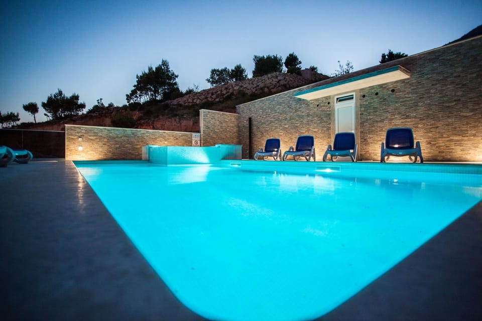 Property building, Swimming pool, Sunset