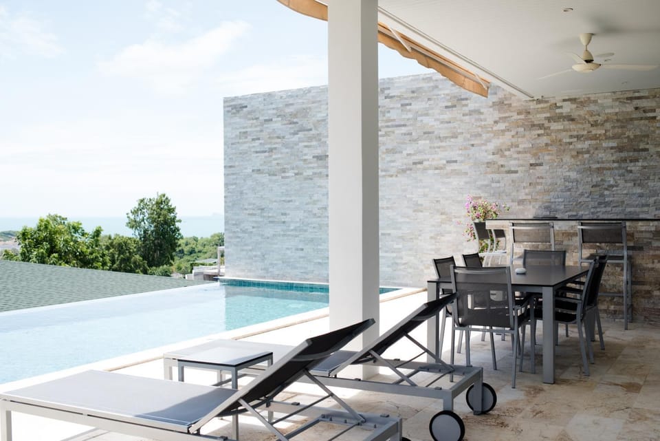 Patio, Pool view, Swimming pool, sunbed
