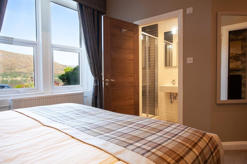 Bed, wardrobe