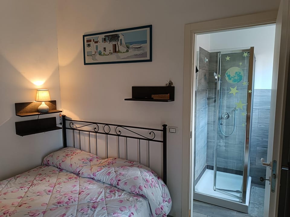 Shower, Bed, Bathroom, Bedroom