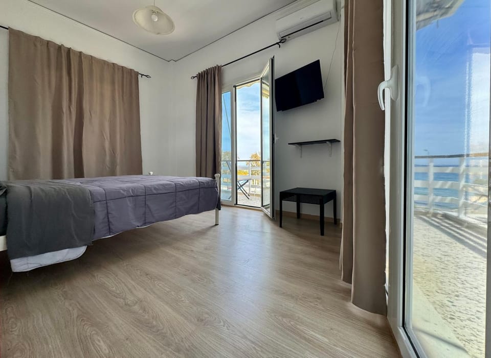 Bed, TV and multimedia, View (from property/room), Balcony/Terrace, Photo of the whole room, Bedroom