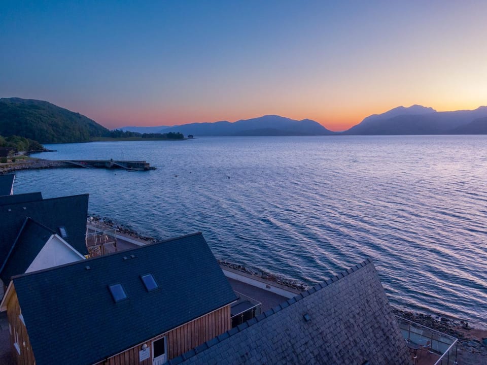 Natural landscape, Lake view, Mountain view, Sea view, Sunset