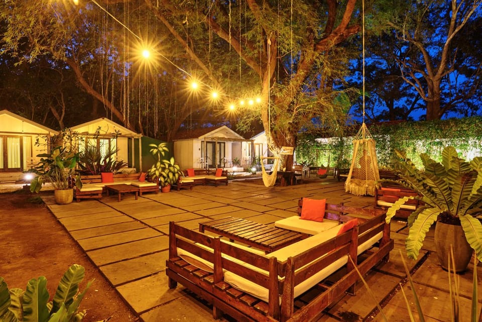 Night, Garden, Seating area
