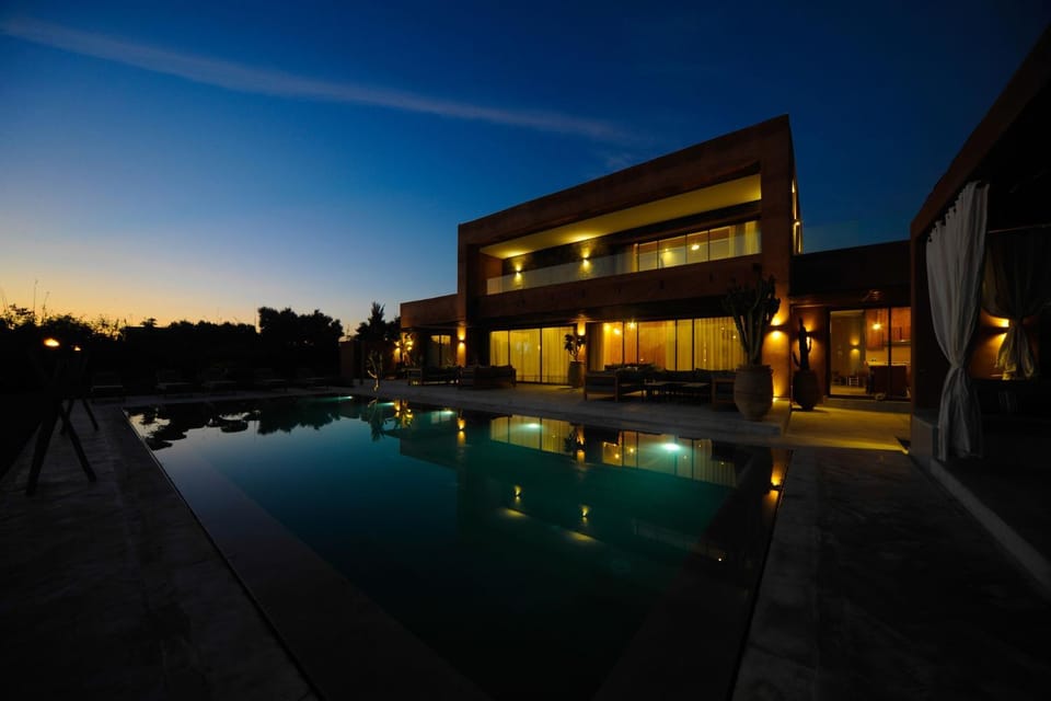 Property building, Night, Pool view, Swimming pool