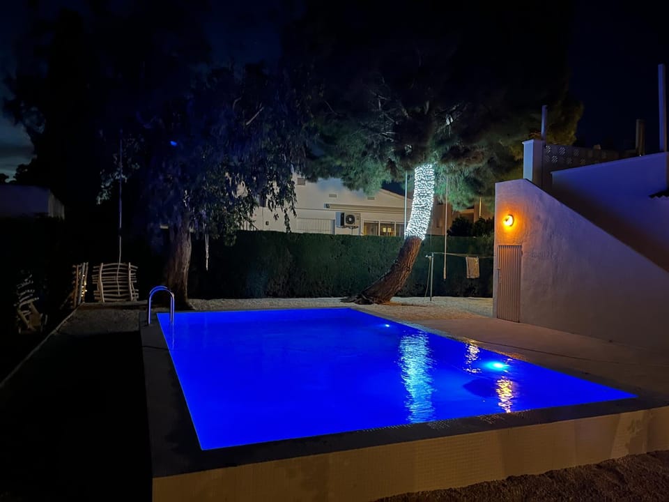 Night, Pool view, Swimming pool