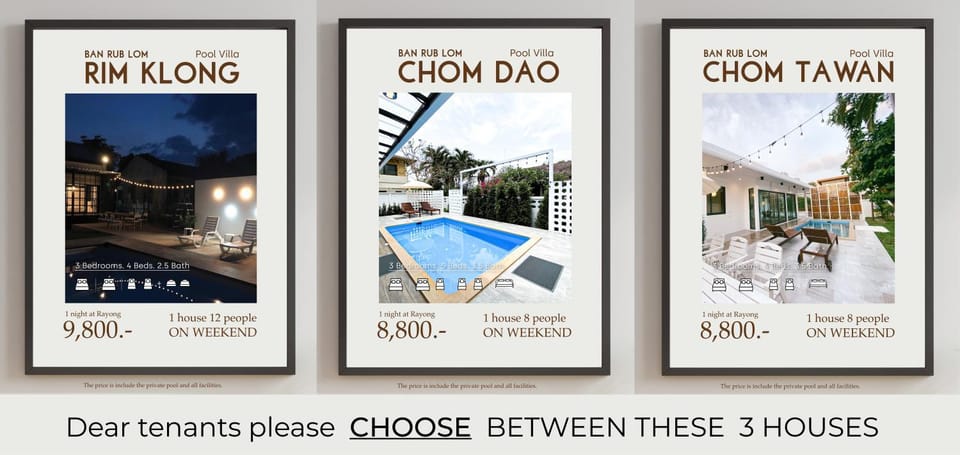 Ban Rub Lom Pool Villa 3 difference villas House in Rayong, Mueang Rayong District, Rayong, Thailand