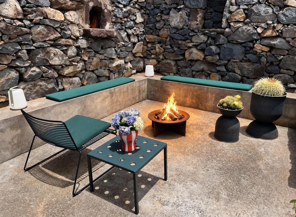Patio, fireplace