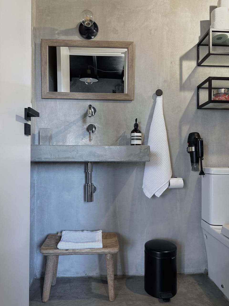 Toilet, Bathroom, hair dryier, towels