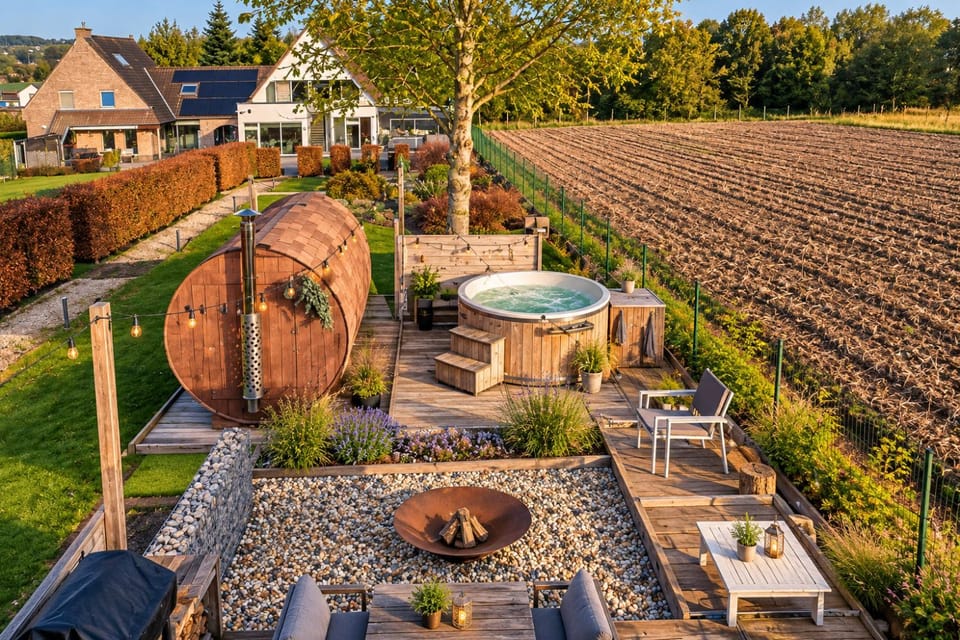 Property building, Natural landscape, Hot Tub, Sauna, Seating area