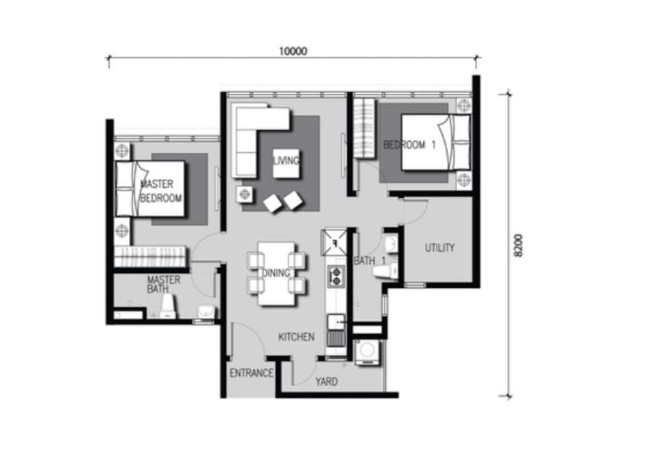 Photo of the whole room, Floor plan