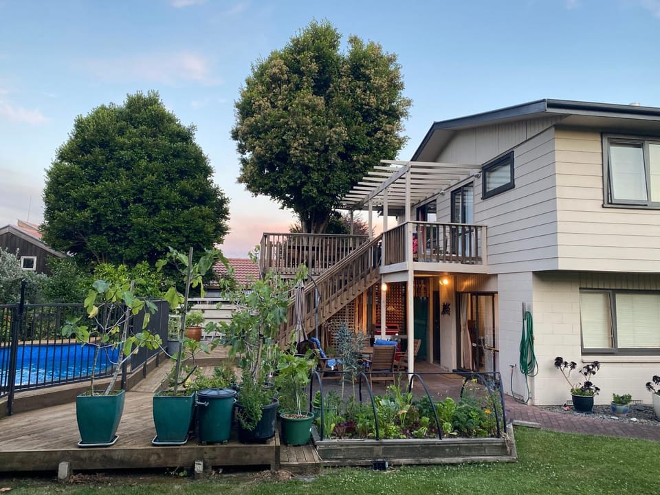 Property building, Patio, Garden, Swimming pool