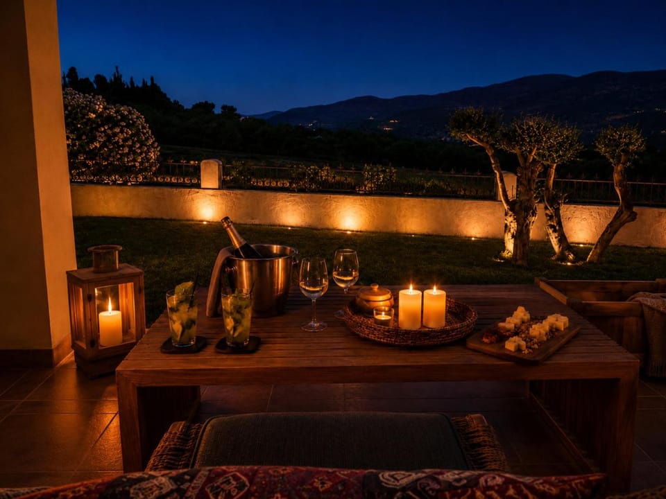 Patio, Night, Natural landscape, View (from property/room), Balcony/Terrace, Seating area