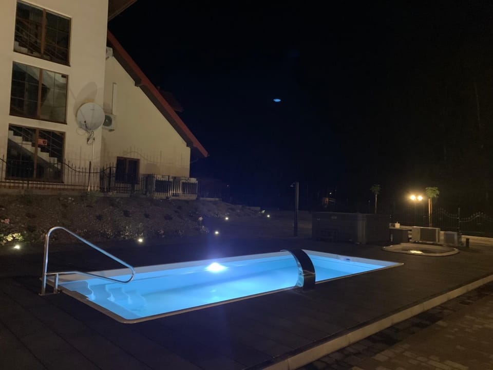 Night, Pool view, Swimming pool