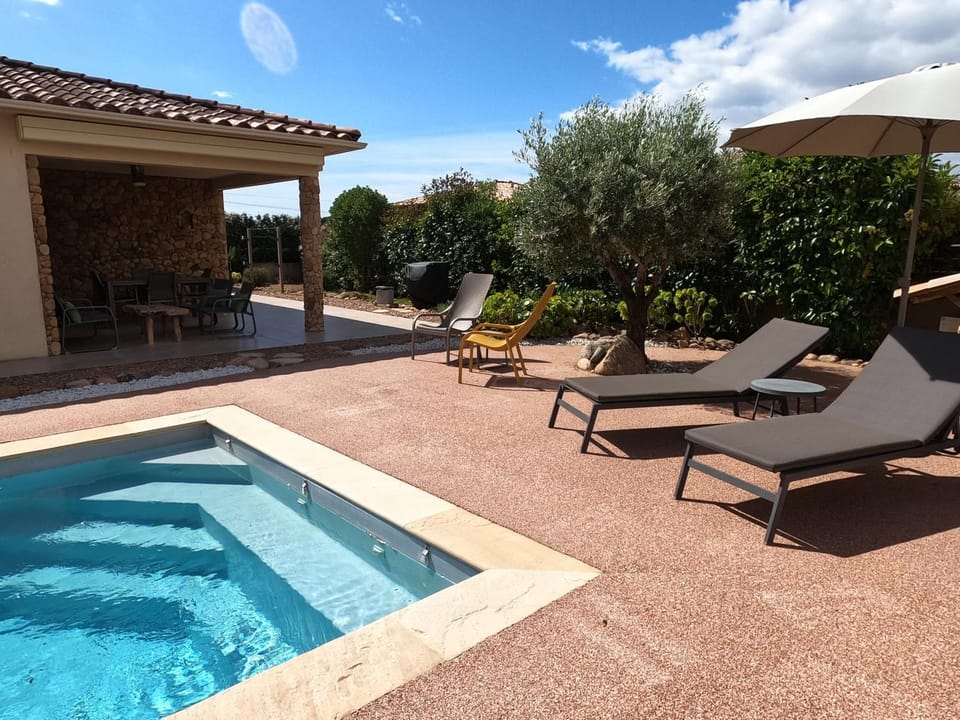 Patio, Garden, Pool view, sunbed