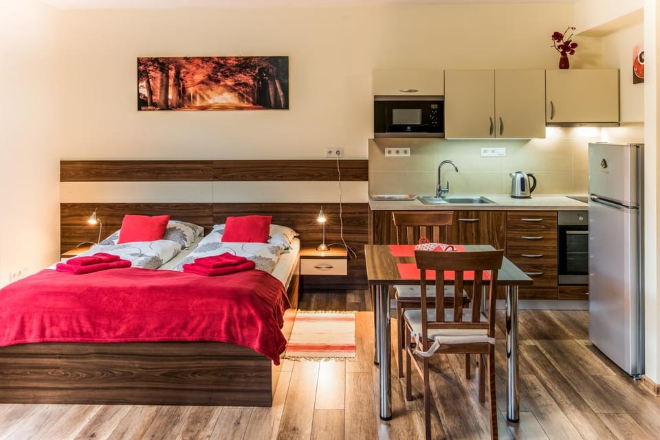 Kitchen or kitchenette, Living room, Photo of the whole room, Decorative detail, Bedroom