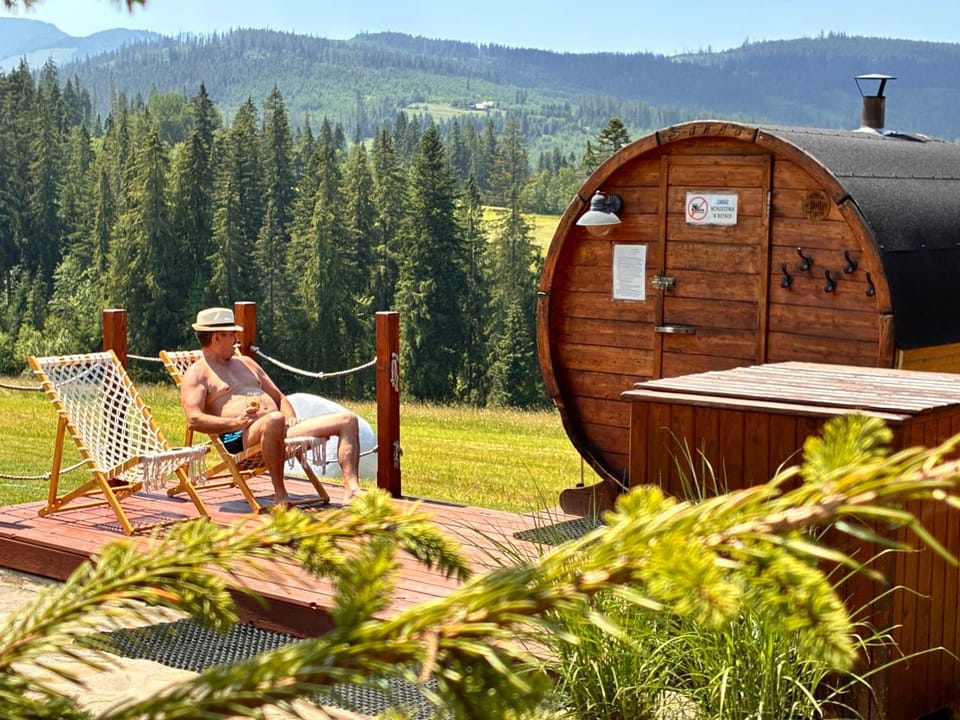People, Sauna, Mountain view