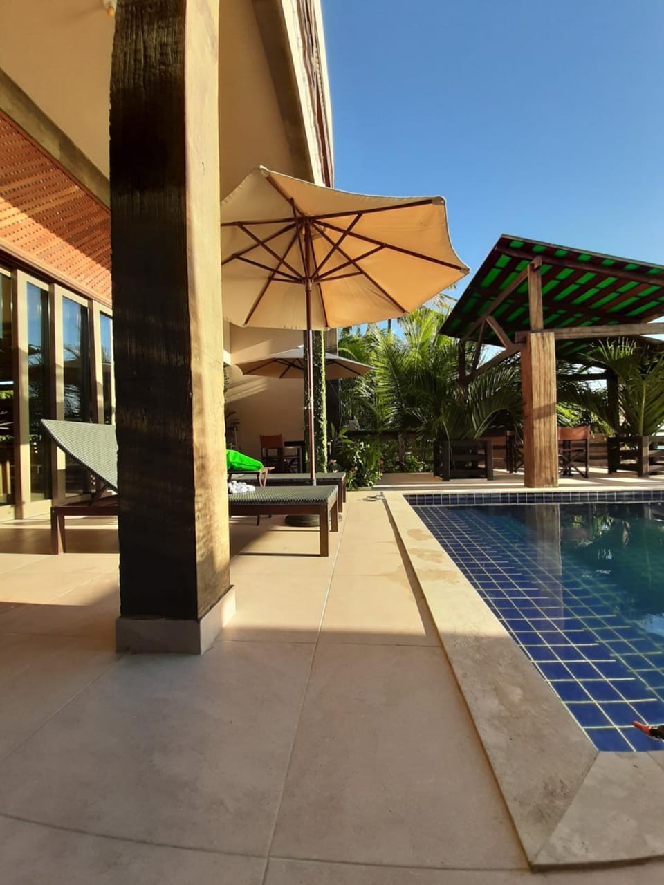 Patio, Pool view, Swimming pool, sunbed