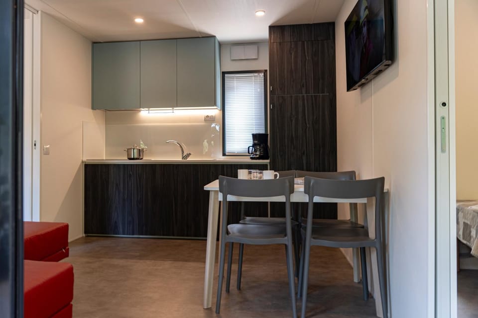 Kitchen or kitchenette, Dining area, stove