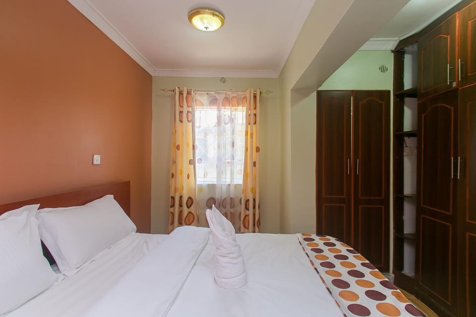 Bed, wardrobe
