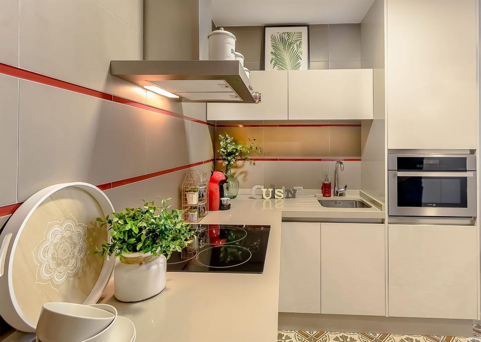 Kitchen or kitchenette, stove