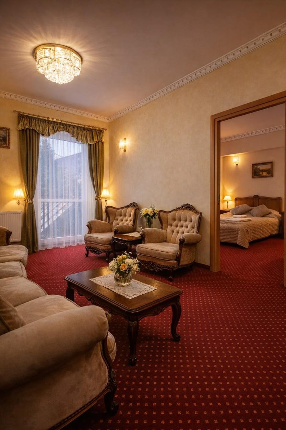 Bed, Living room, Photo of the whole room, Seating area, Bedroom