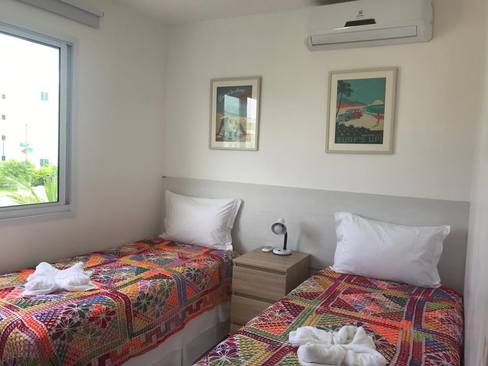 Bed, Photo of the whole room, Bedroom, towels, air conditioner