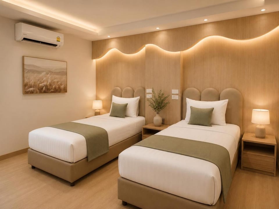 Bed, Photo of the whole room, Bedroom, air conditioner