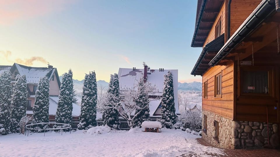 Property building, Winter, Garden, Mountain view