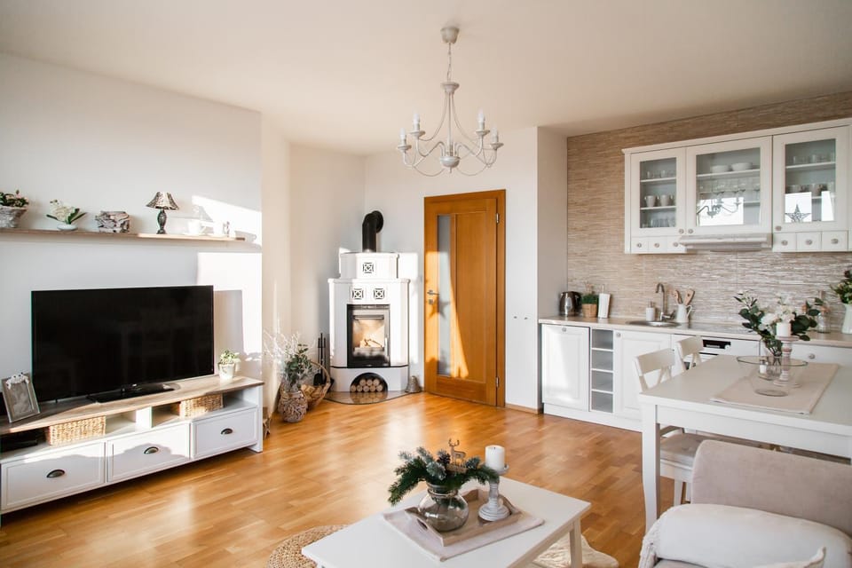 Kitchen or kitchenette, Living room, Dining area