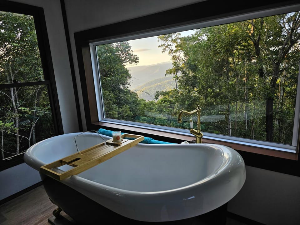 Natural landscape, Bathroom, Mountain view