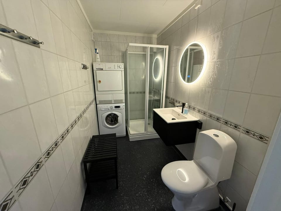 Shower, Toilet, Bathroom, washing machine, dryer
