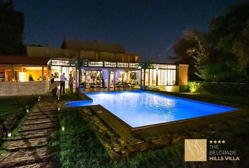 Night, Pool view, Swimming pool