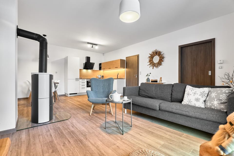 Living room, kitchen