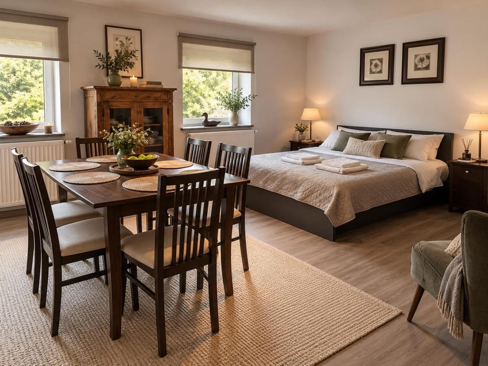 Bed, Living room, Photo of the whole room, Seating area, Dining area, Bedroom