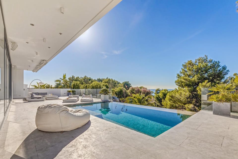 Property building, Living room, Swimming pool