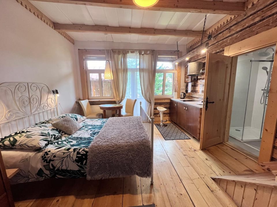 Bed, Bathroom, Kitchen or kitchenette, Dining area, Bedroom